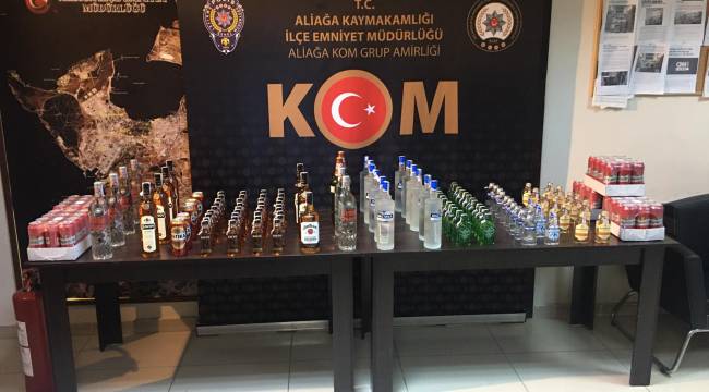 ALİAĞA'DA KAÇAK İÇKİ OPERASYONU