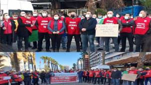 DİSK "SEFALET ÜCRETİNE HAYIR" DİYEREK ASGARİ ÜCRET İÇİN İZMİR'DE ALANLARA ÇIKTI