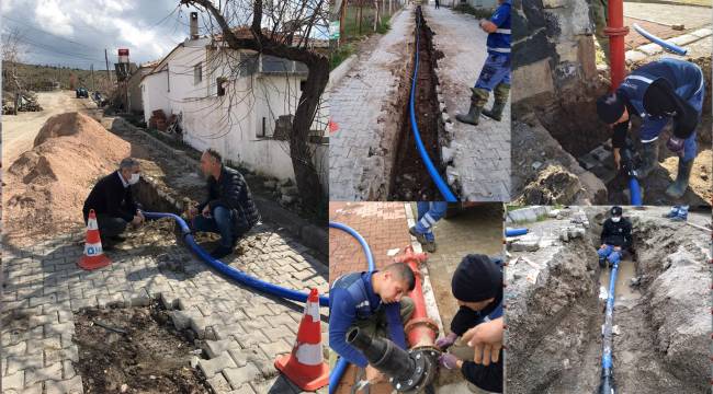 İZSU HACIÖMERLİ'DE 3 KM.LİK TEMİZ SU HATTINI YENİLEDİ