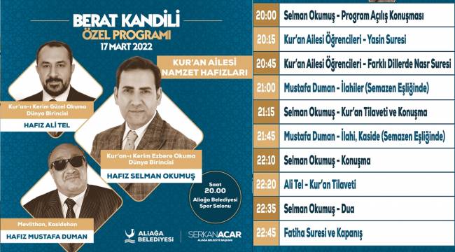 ALİAĞA BELEDİYESİ'NDEN BERAT KANDİLİ'NE ÖZEL PROGRAM