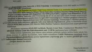 ÇITAK MAHALLESİ'NDE ÇED TOPLANTISI YAPILACAK