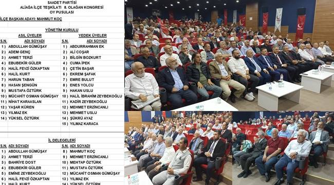 ALİAĞA SP BAŞKANLIĞINA MAHMUT KOÇ YENİDEN SEÇİLDİ