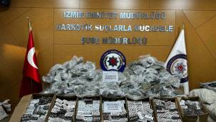 İZMİR'DE 124 KİLO ESRAR VE 350 BİN ADET HAP ELE GEÇİRİLDİ