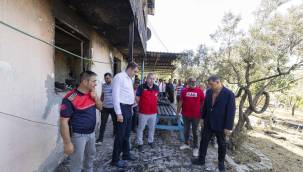 BÜYÜKŞEHİR BAŞKANI TUGAY'DAN YANGIN YERLERİNE ZİYARET