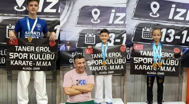 ALİAĞALI MİNİK KARATECİLER TÜM MADALYALARI TOPLADI
